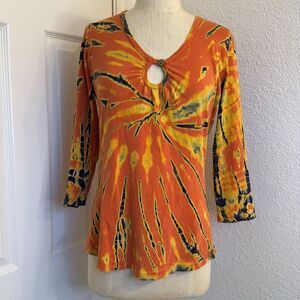 Y2k Tie Dye keyhole 3/4 top
